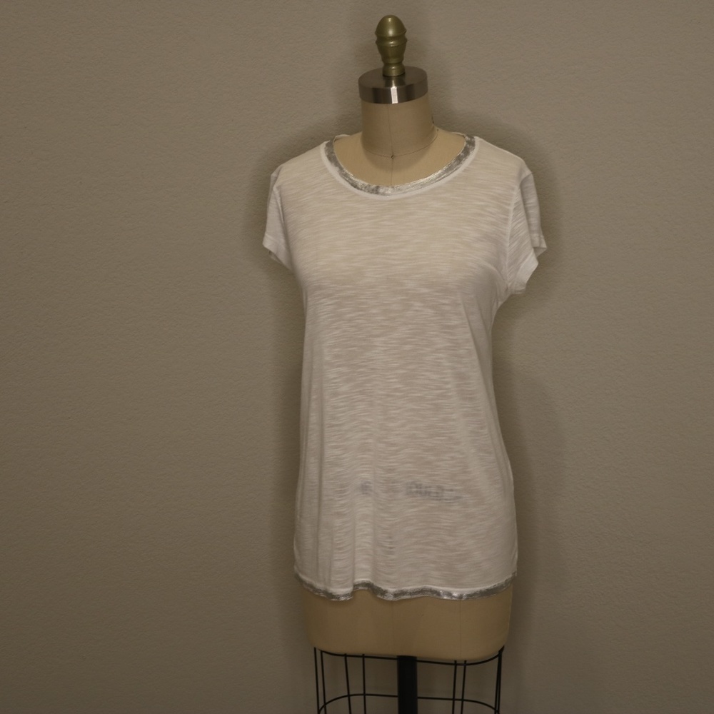 White with Silver Tee Shirt Michael Stars